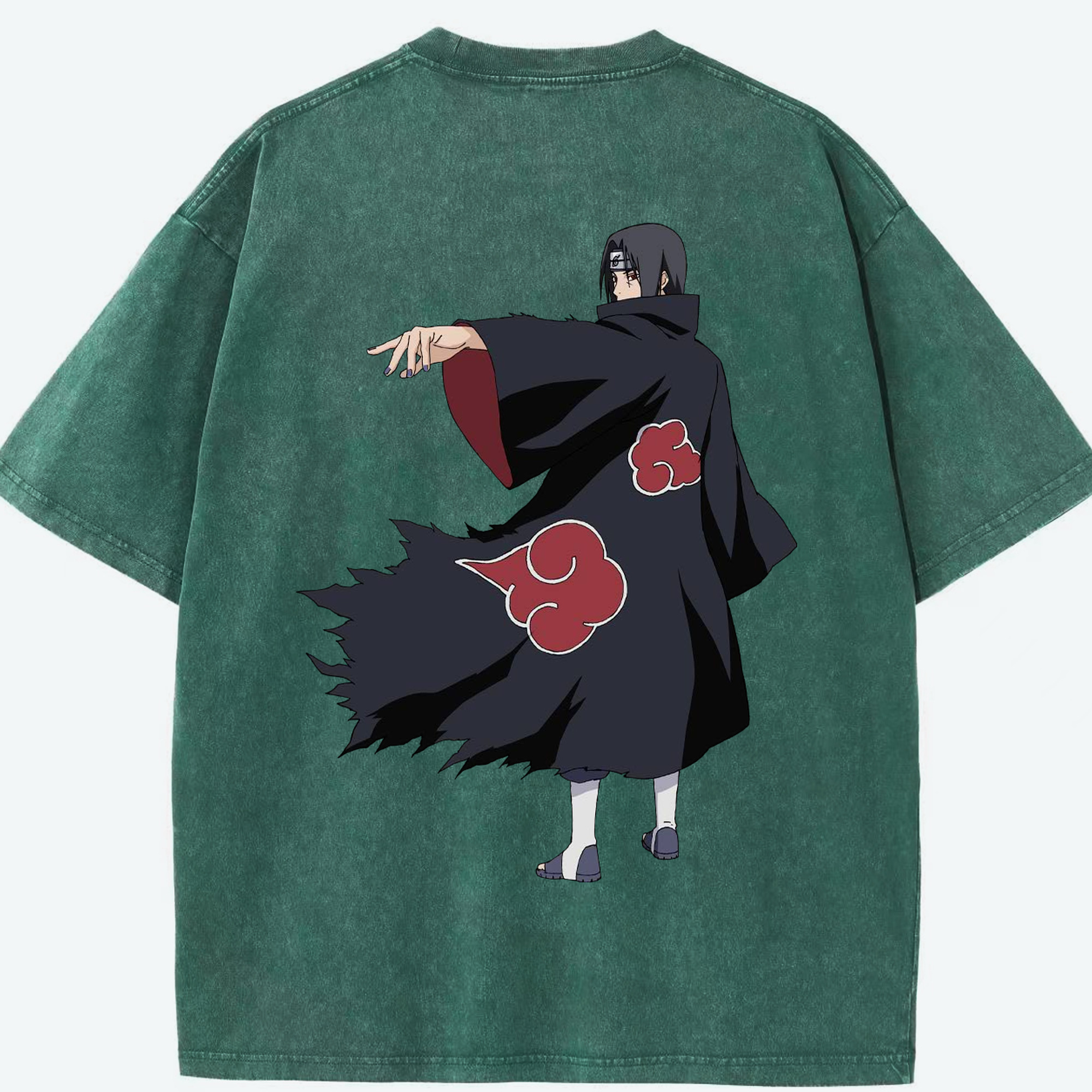 （画像用） NARUTO -ナルト- うちは イタチ Uchiha Itachi 綿100% ヴィンテージ風 半袖Tシャツ（背面プリント）